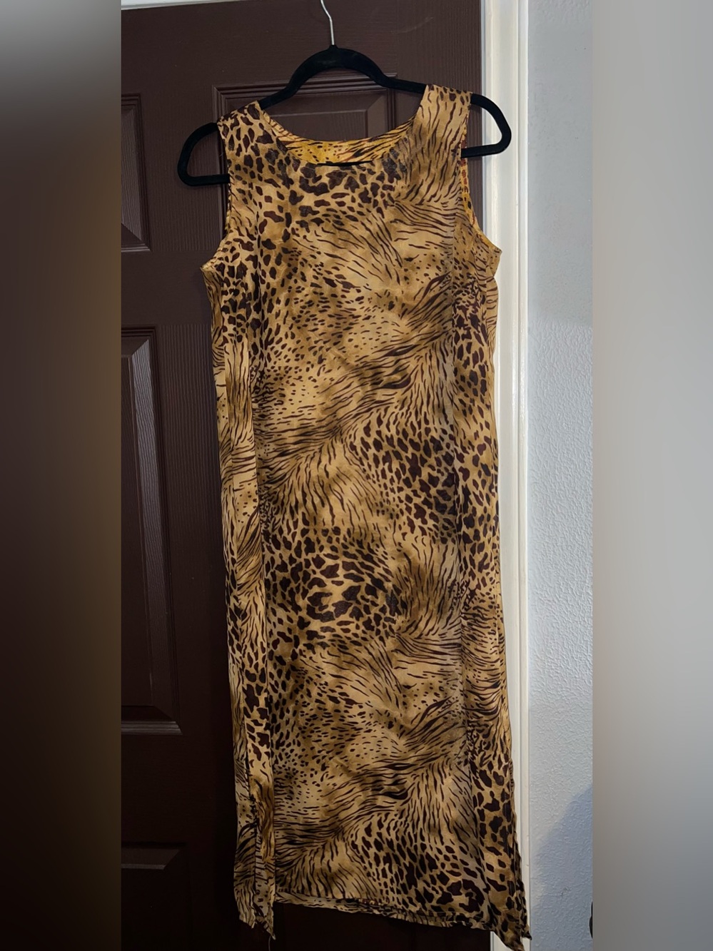 Sag Harbor Animal Print Maxi Dress in Tan and Brown